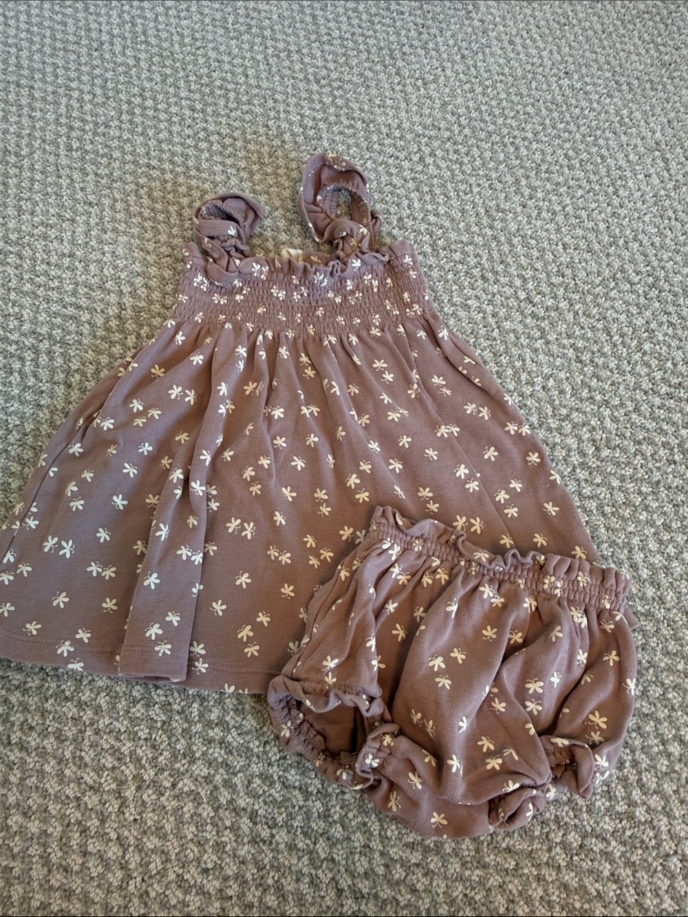 Quincy Mae Mauve Floral Smocked Sundress Set